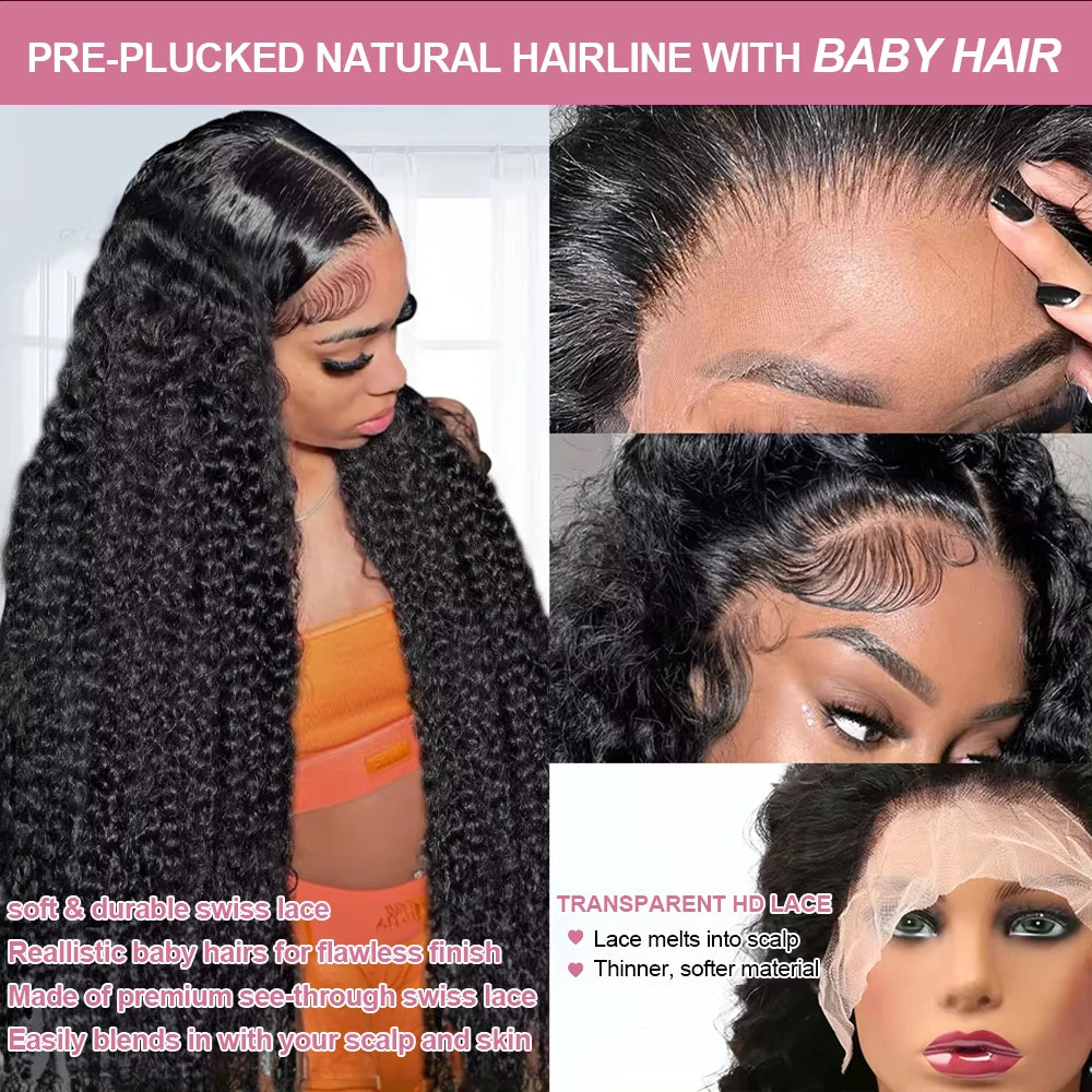 40 50 Inch Water Wave Curly Lace Front Wigs 13x4 13x6 HD Deep Wave Lace Frontal Wig 7x5 Glueless Human Hair Wigs For Women 300%