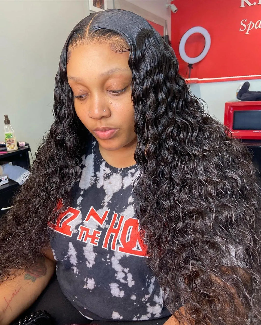 40 50 Inch Water Wave Curly Lace Front Wigs 13x4 13x6 HD Deep Wave Lace Frontal Wig 7x5 Glueless Human Hair Wigs For Women 300%