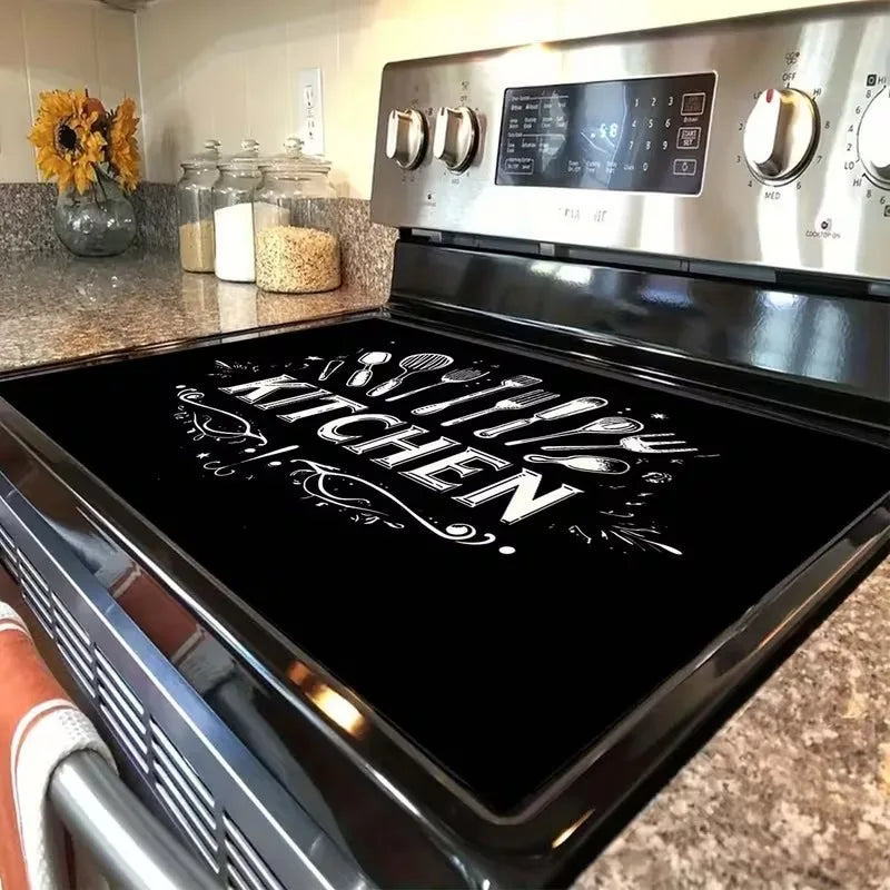 2D Flat Stove Cover Mat - Classic Tree Design with Intricate Branches & Leaves, Durable Rubber Table Protector for Kitchen Decor