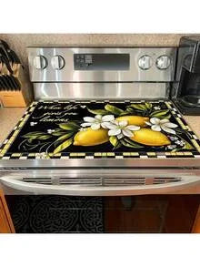 2D Flat Stove Cover Mat - Classic Tree Design with Intricate Branches & Leaves, Durable Rubber Table Protector for Kitchen Decor