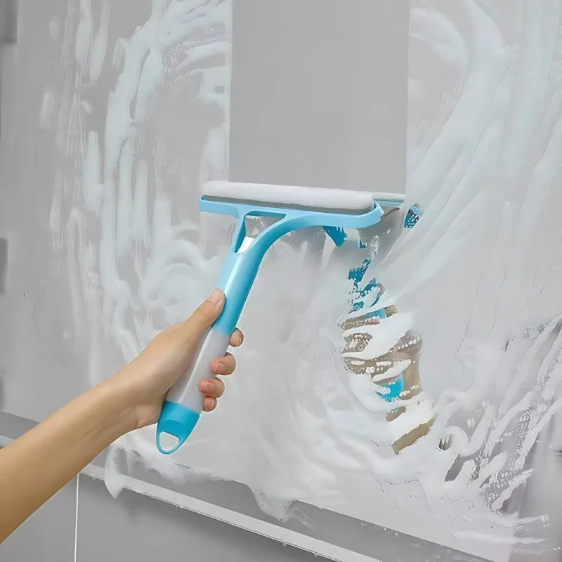 Non-Slip Blue Window Squeegee - Multi-Purpose Wiper for Home Car Glass Cleaning No Water Marks