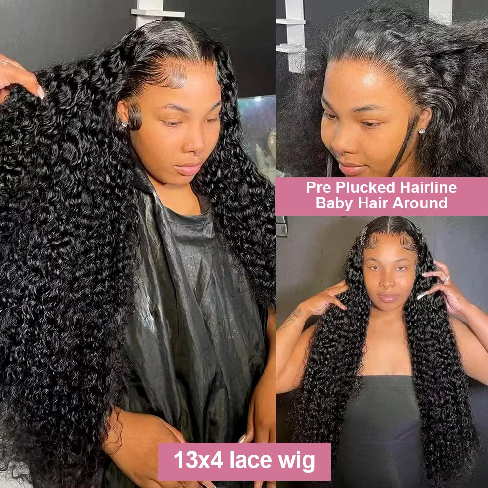40 50 Inch Water Wave Curly Lace Front Wigs 13x4 13x6 HD Deep Wave Lace Frontal Wig 7x5 Glueless Human Hair Wigs For Women 300%
